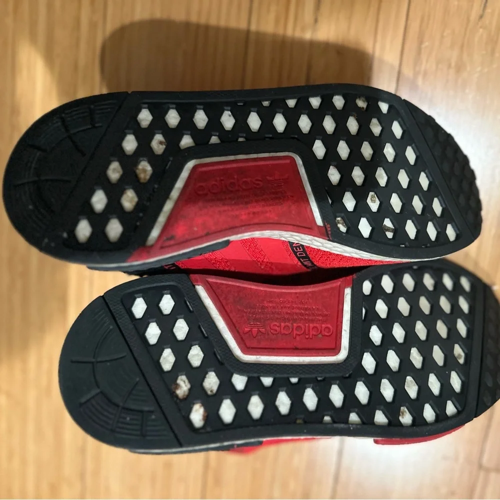 adidas NMD-R1 J “Scarlet Black “ Knit Sneakers Red Black  Size 5